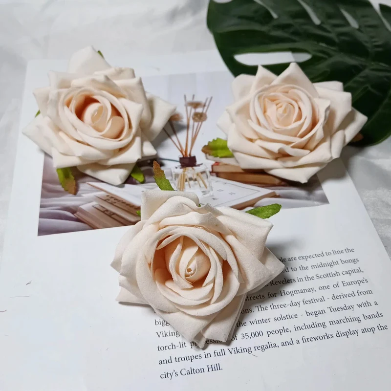 Samt-Rosenkopf 8 cm, realistischer Blütenkopf für DIY & Bastelprojekte, Kunstblume für Hochzeit, Gestecke, Dekoration