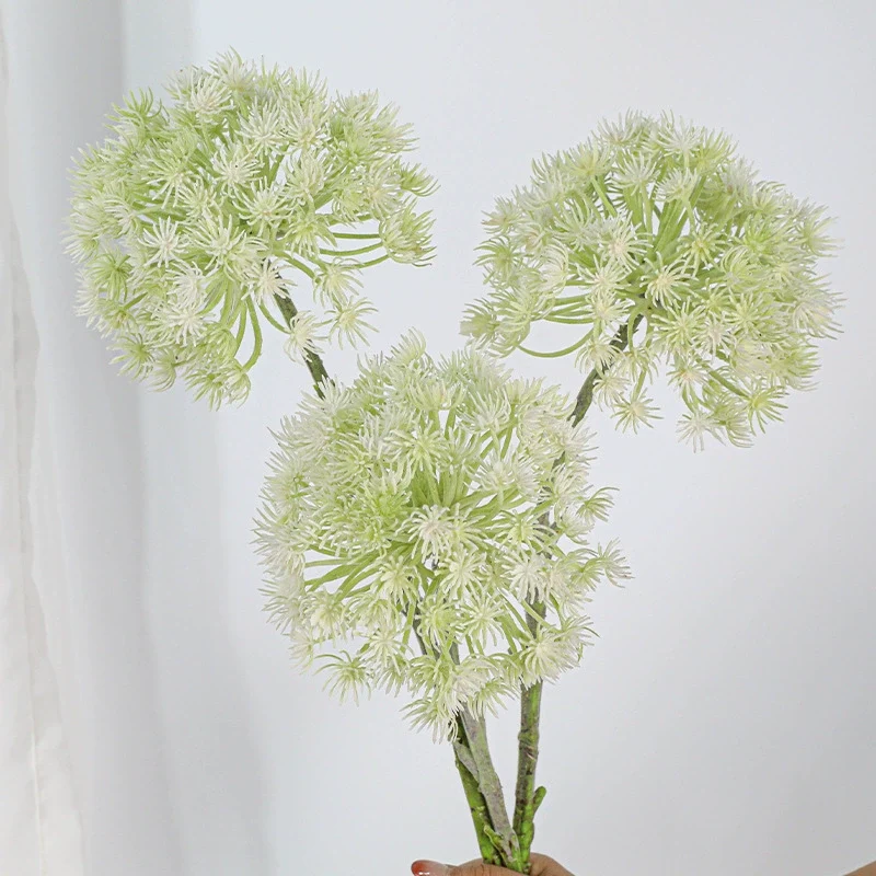 Künstliche Pusteblume 47 cm, Allium Kunstblume beflockt, täuschend echt für Vase, Dekoration, Hochzeit, Floristik | Zierlauch in Rosa & Weiß