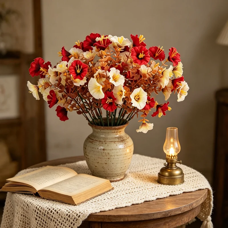 16 Köpfe Herbst-Knöterich, 35 cm, hochwertige Kunstblumen, ideal für Hochzeiten, Cafés, Innenräume, langlebig und pflegeleicht