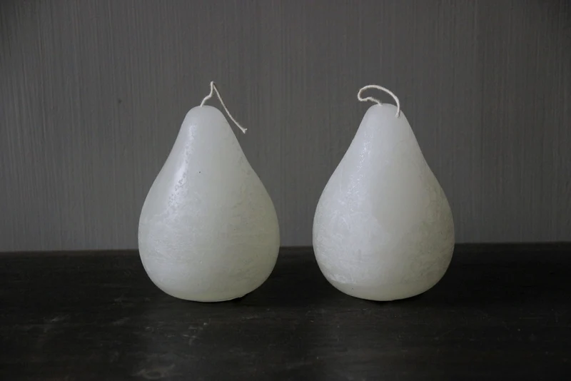 Geurkaars in peervorm parelmoer wit Cotton Blossom