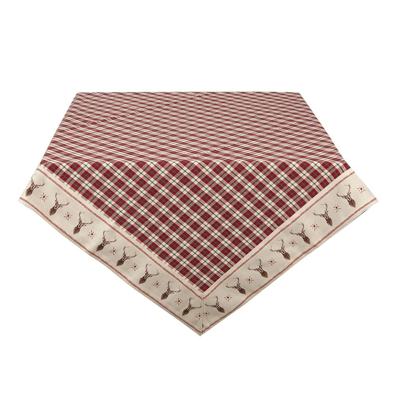 Quadratische Tischdecke in Rot und Beige