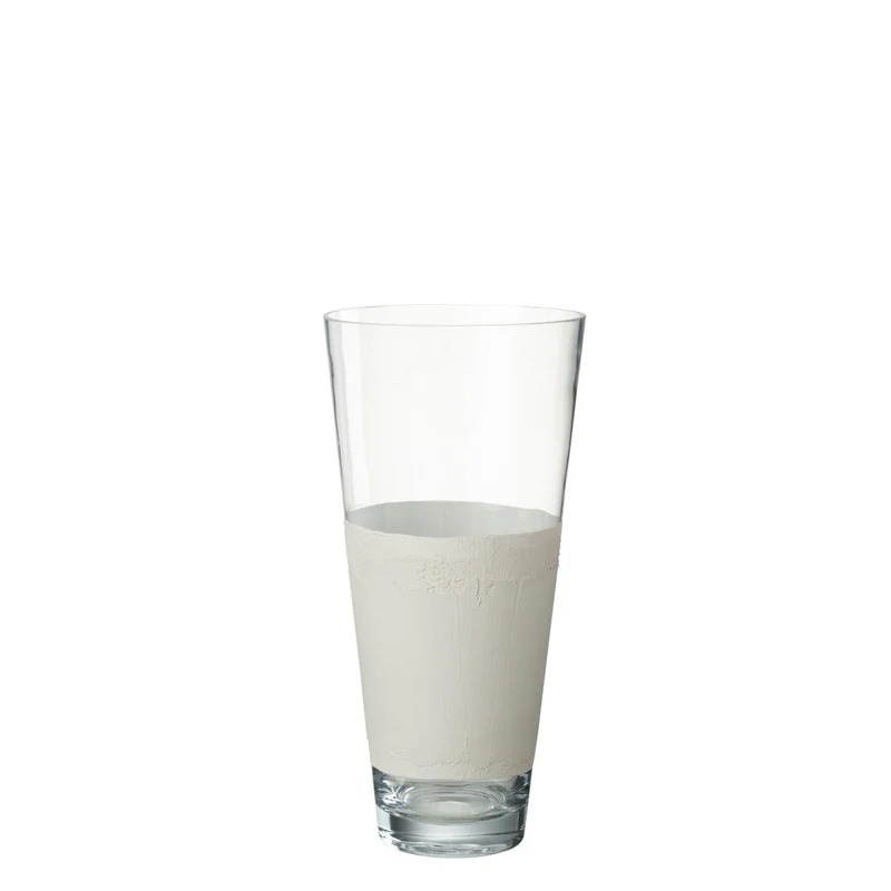 Vase Delph aus Glas, transparent-weiß, mittlere Größe