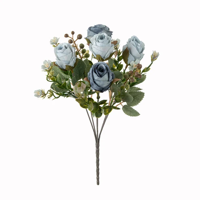 Künstliche herbstliche klassische Rosen, 31cm lang, 16cm breit, 5 Blütenköpfe, perfekt für Hochzeiten, Heimdekoration, Cafés, Hotels