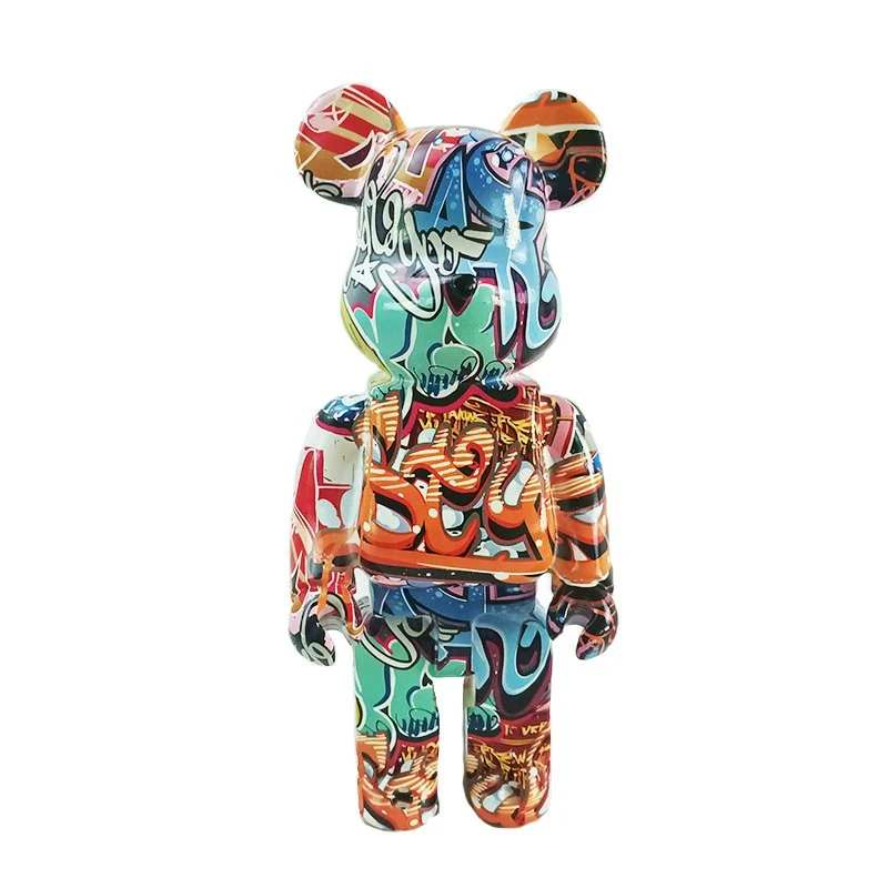 Bärenfigur aus Polyresin in bunter Fassung, 35 cm