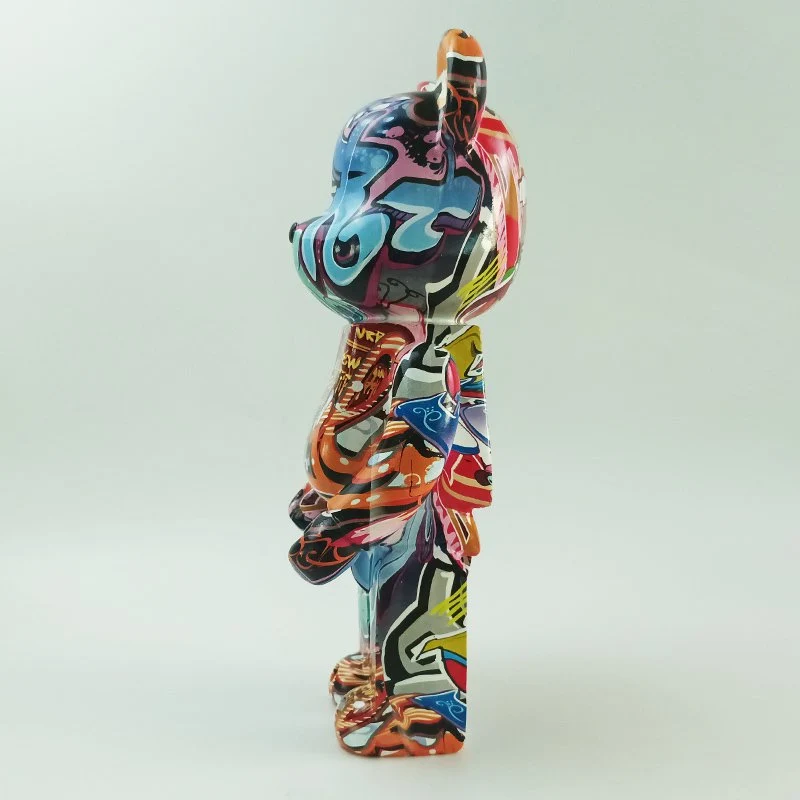 Bärenfigur aus Polyresin in bunter Fassung, 35 cm