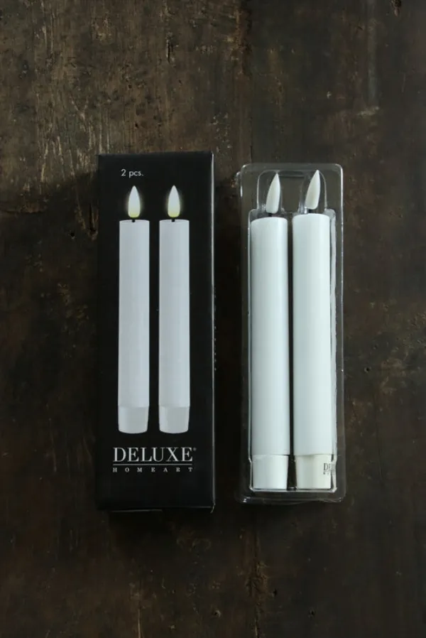 Led dinerkaars wit 15cm - 2 stuks - Deluxe Homeart