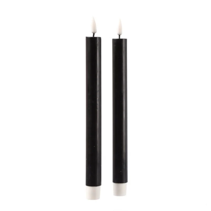 Led dinerkaars zwart 24cm - 2 stuks - Deluxe Homeart