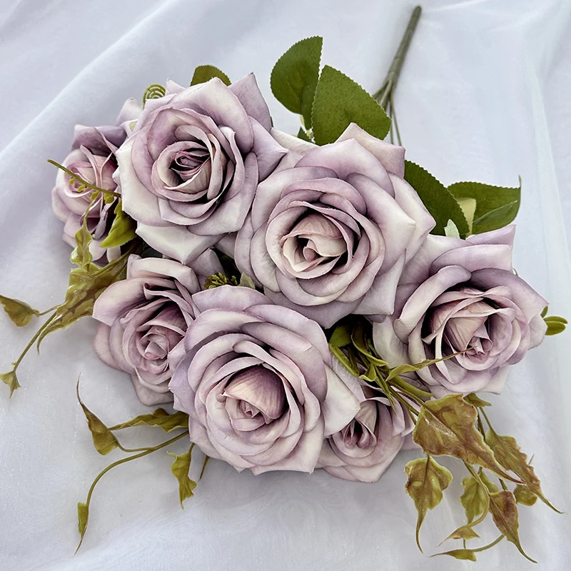 Künstliche Rollrand-Rosen, 55 cm, realistisch, für Hochzeiten, Innendekoration, Cafés, Einzelhandel, langlebig, pflegeleicht