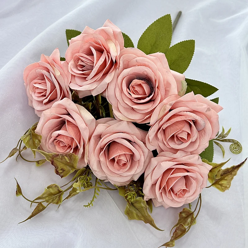 Künstliche Rollrand-Rosen, 55 cm, realistisch, für Hochzeiten, Innendekoration, Cafés, Einzelhandel, langlebig, pflegeleicht