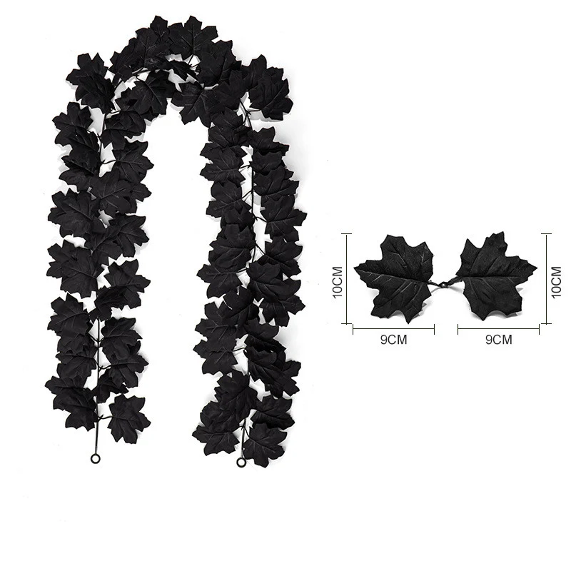 Künstliche schwarze Ahornblätter Ranken, 100cm, 180cm, 200cm, langlebig und realistisch, ideal für Hochzeiten, Dekoration, Einzelhandel, Cafés