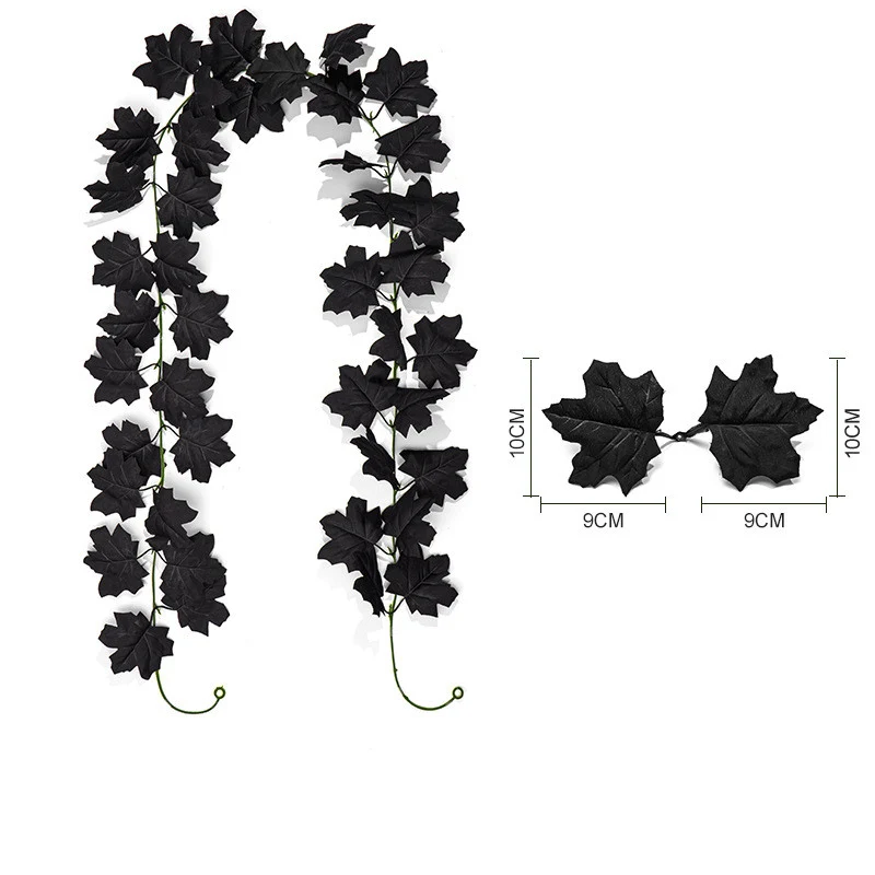 Künstliche schwarze Ahornblätter Ranken, 100cm, 180cm, 200cm, langlebig und realistisch, ideal für Hochzeiten, Dekoration, Einzelhandel, Cafés