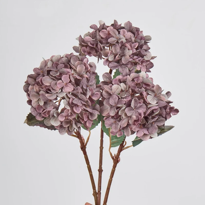 3er Set Herbst-Hortensien, realistische Seidenblumen, Höhe 40cm, Durchmesser 15cm, ideal für Hochzeiten, Dekoration und Floristik