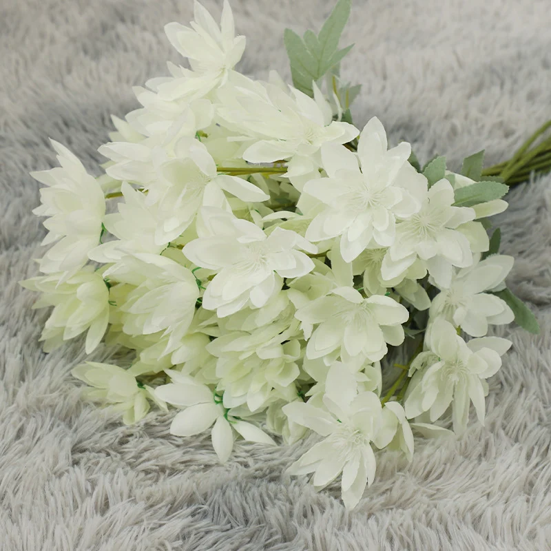 Kunstblume Schneelotus 60 cm, 6-köpfiger Stiel mit großen Blüten, hochwertige Seidenblume für Hochzeit, Vase, Gestecke & Dekoration