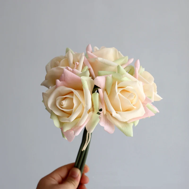 Rosenstrauß 25 cm Real Touch – Täuschend echte Kunstblumen für Tischdeko, Hochzeit & Vase
