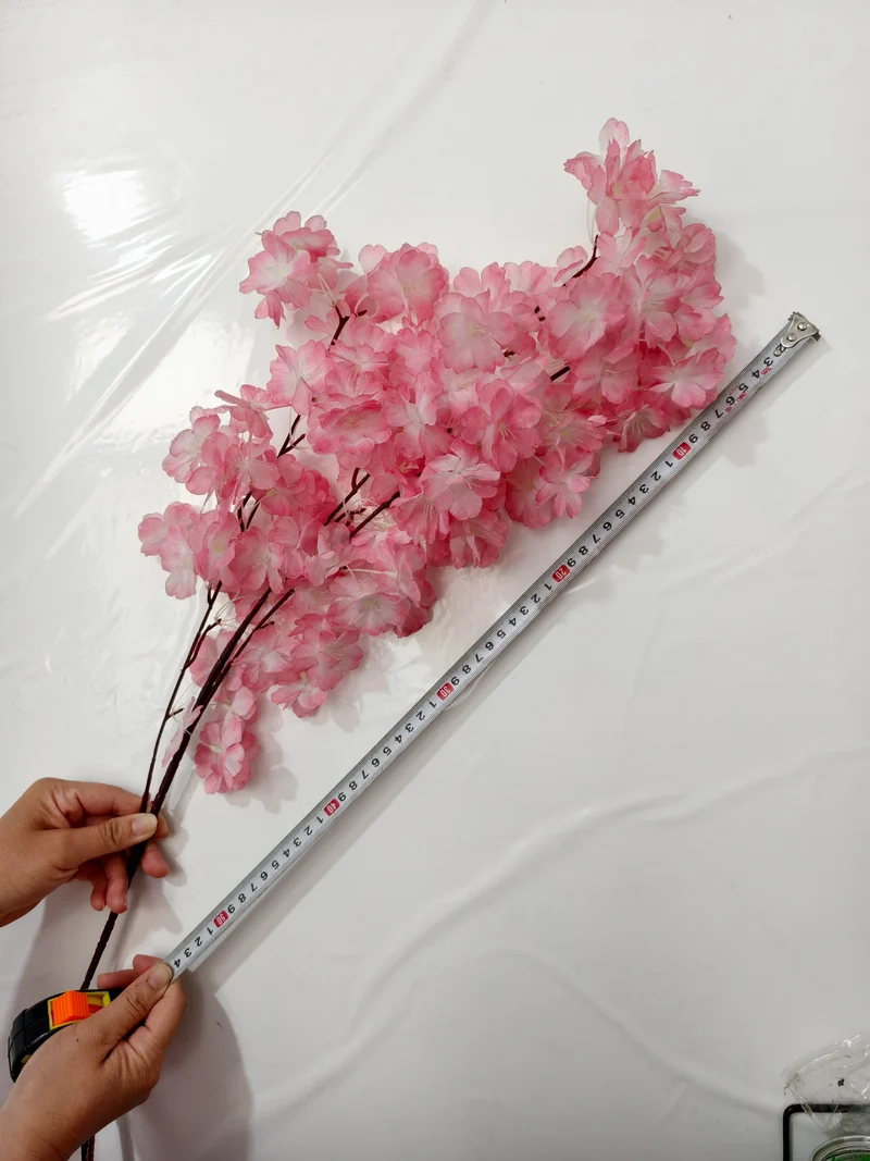 Kirschblütenzweig künstlich 95cm Rosa, schwer entflammbarer Deko Zweig (B1), realistische Seidenblume für Vase, Hochzeit, Gastronomie