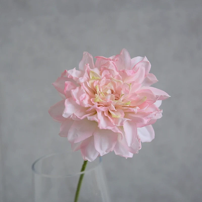 Künstliche Dahlie 30 cm, Real Touch Kunstblume mit geflammtem Rand, Einzelstiel für Vase, Gestecke, Hochzeit, langlebige Deko