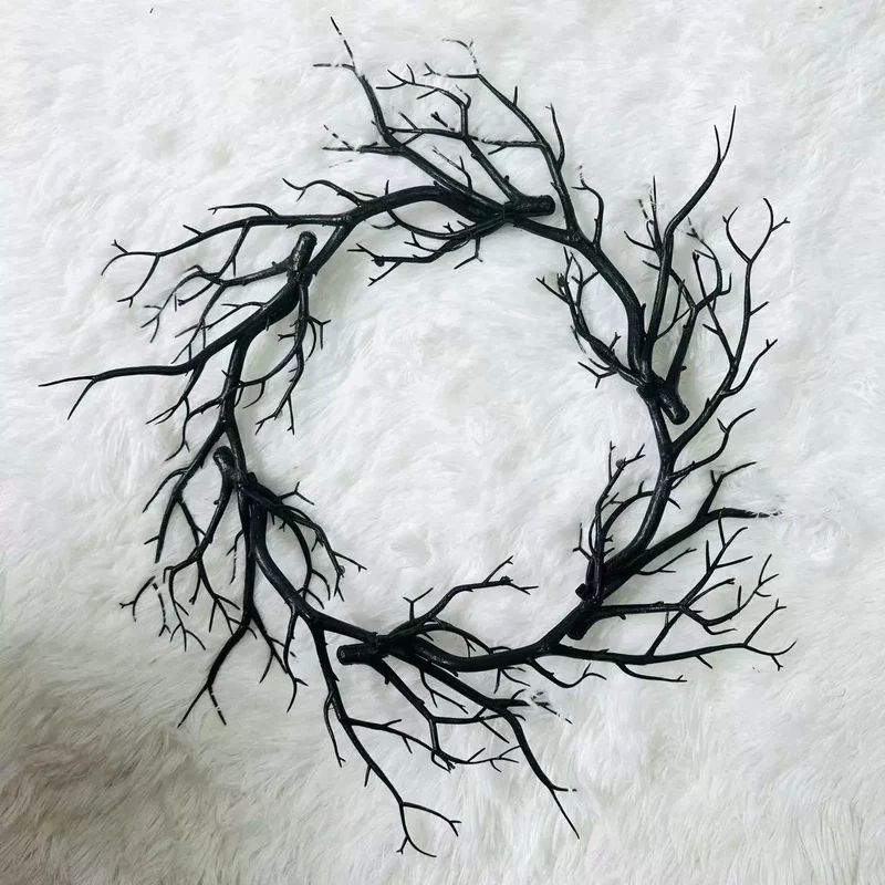 Schwarzer Zweig Kranz 43cm, realistisch, ideal für Halloween Deko, Hochzeiten, Events, Innenräume