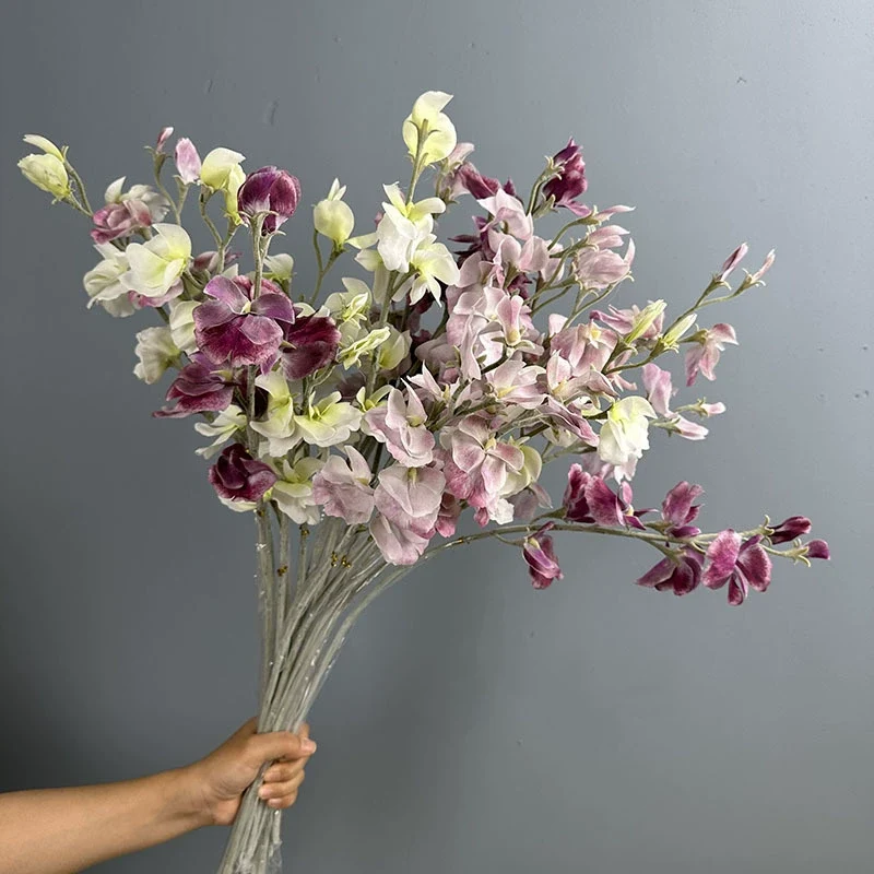 Künstliche Pea Flower 63 cm, realistische Berührung, 7 Farben, perfekt für Hochzeiten, Innendekoration, Cafés, Einzelhandel