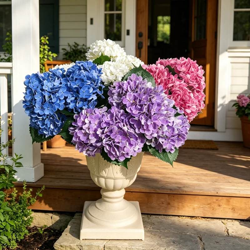 55cm Real Touch Hortensien UV-resistent – Künstliche Blume für Außenbereich Biergarten Dekoration