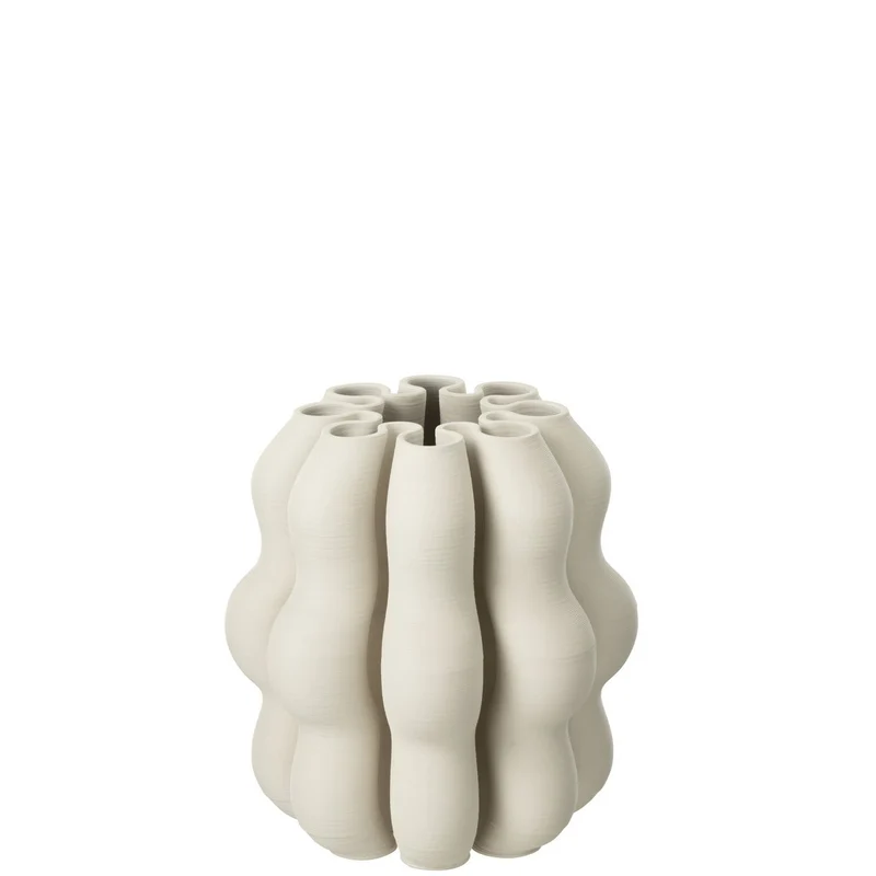 Vase Naos, Keramik in Beige, kleine Ausführung
