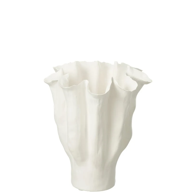 Kelchvase aus Keramik in Weiß, Medium