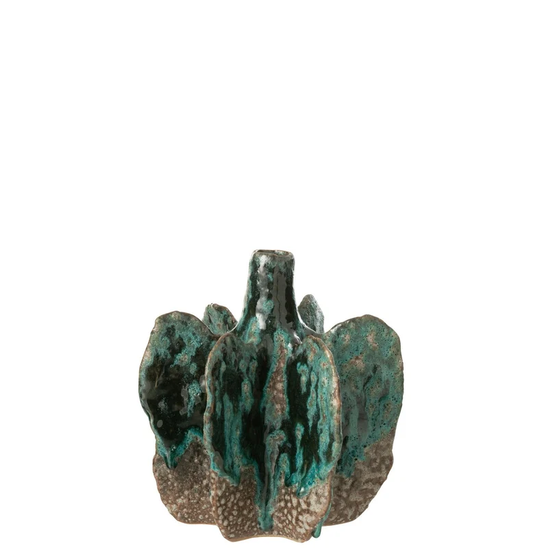 Vase Naga aus Keramik in Azurblau und Braun