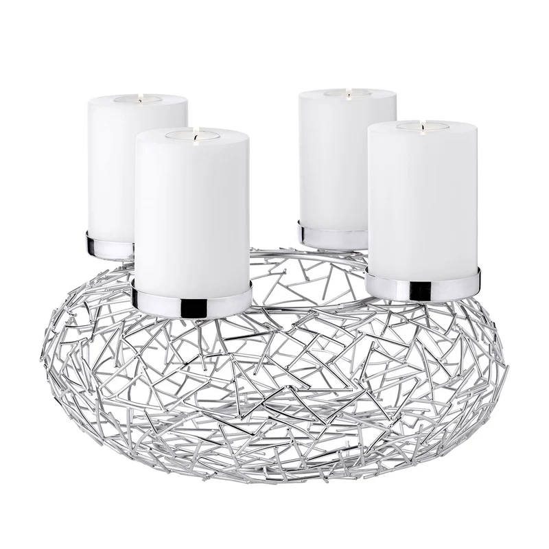Adventskranz Milano, Edelstahl glänzend vernickelt, Durchmesser 34 cm