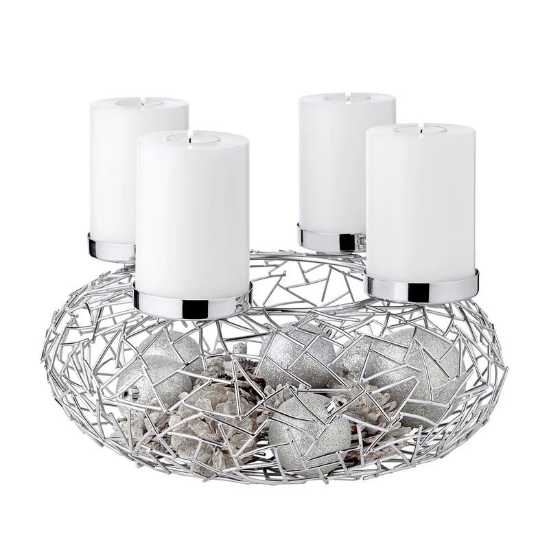 Adventskranz Milano, Edelstahl glänzend vernickelt, Durchmesser 34 cm