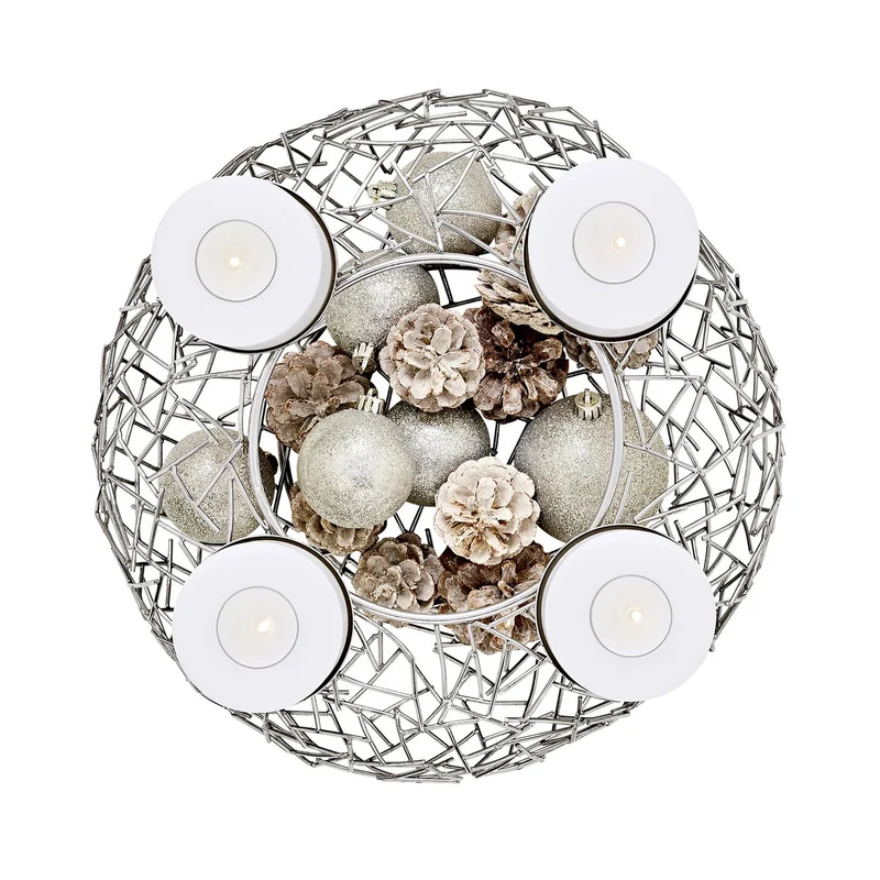Adventskranz Milano, Edelstahl glänzend vernickelt, Durchmesser 34 cm