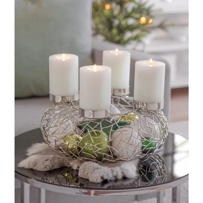 Adventskranz Milano, Edelstahl glänzend vernickelt, Durchmesser 34 cm