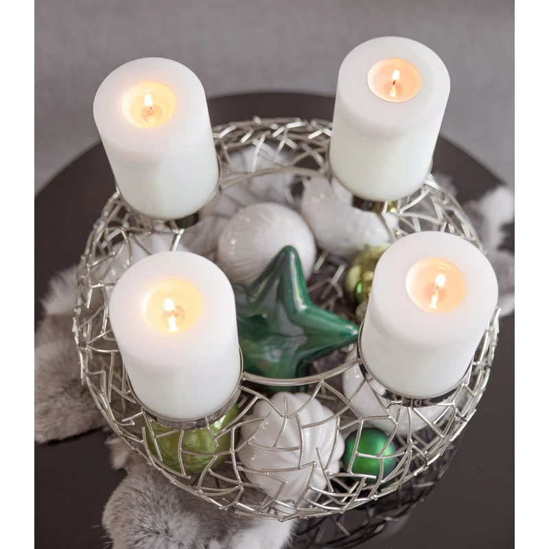 Adventskranz Milano, Edelstahl glänzend vernickelt, Durchmesser 34 cm