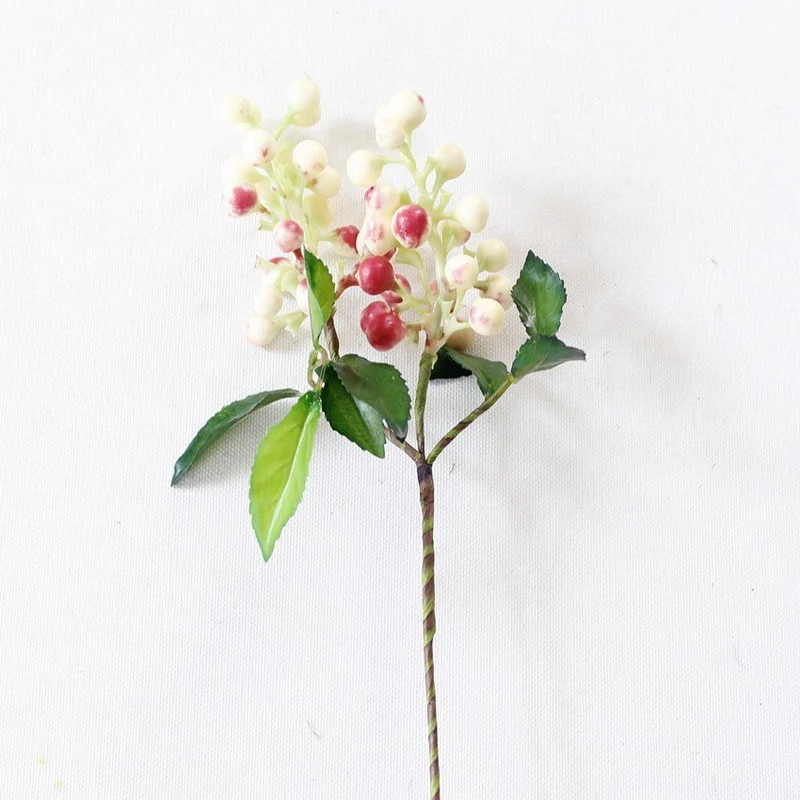 Künstliche Beeren Zweig 23cm, Täuschend Echte Deko Beeren, Kurzer Stiel für Vase, Gestecke, Herbstdeko, Hochzeit, Floristikbedarf