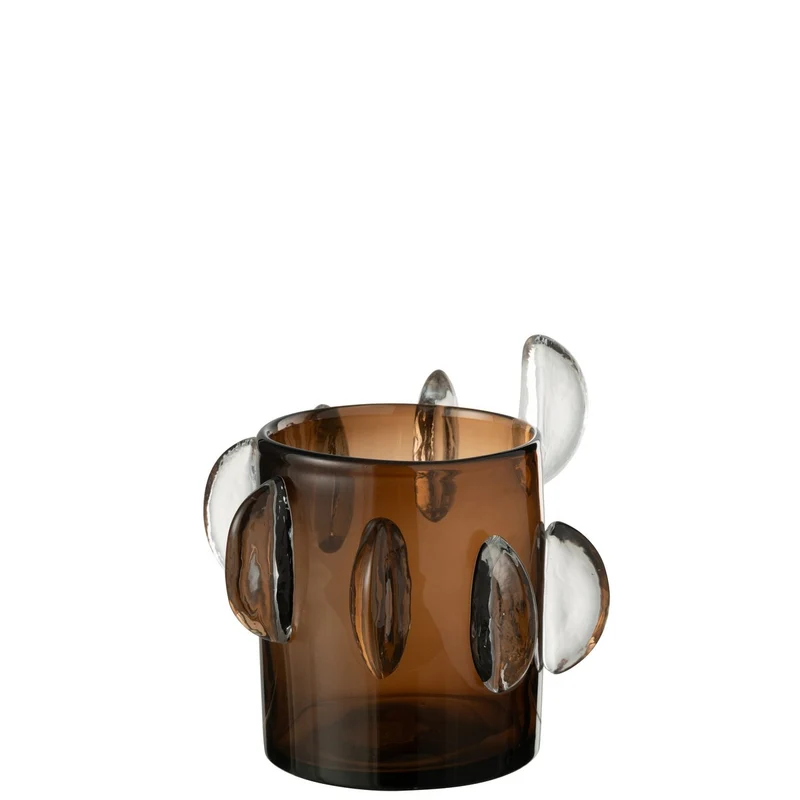 Vase Steggy Low, Glas in Braun
