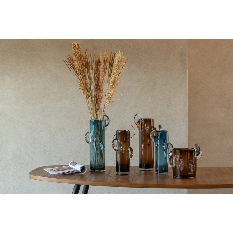 Vase Steggy Low, Glas in Braun