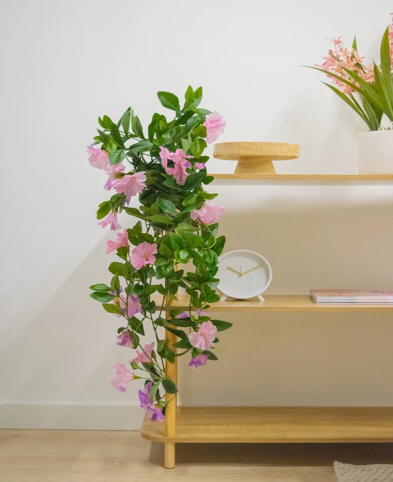 Kunst hangplant Petunia 70 cm paars