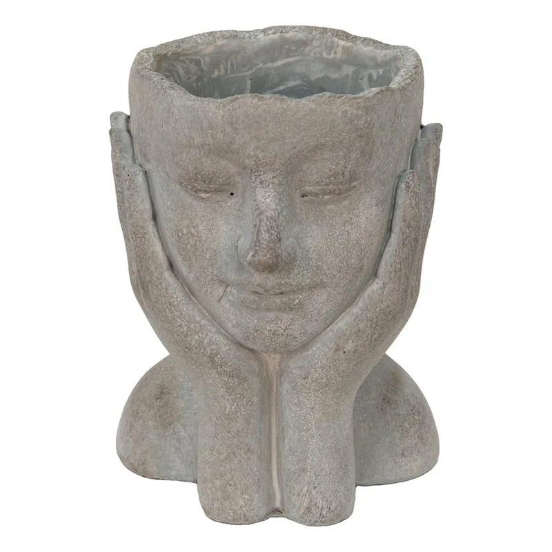 Deko-Pflanzgefäß Head, Kopfform, Beige