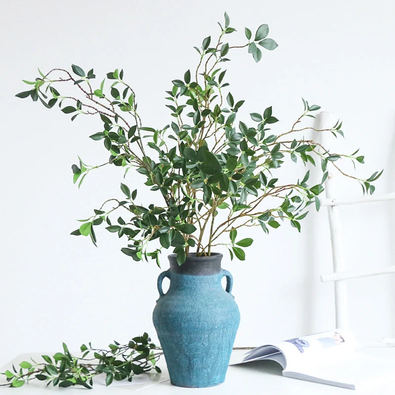 2er Set Künstliche Ficus Zweige, 115 cm, Realistische Grüne Deko-Zweige aus Seide für Bodenvase, Hochzeit, Event & ganzjährige Dekoration