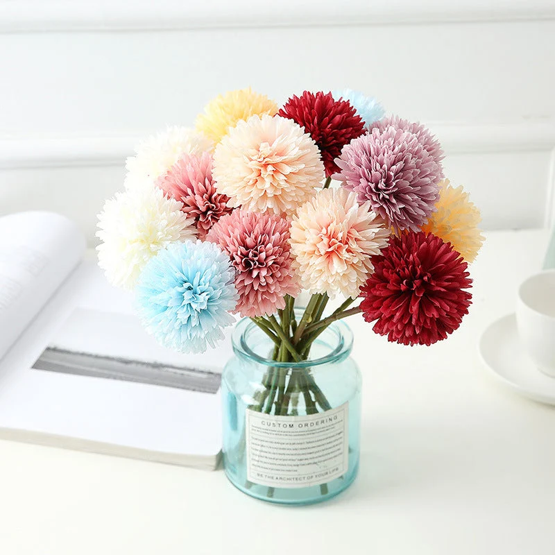 Künstliche Chrysanthemen Stiel 28 cm, Lebensechte Seidenblume mit biegsamem Stiel für Vase, Hochzeit, Gestecke & Floristik
