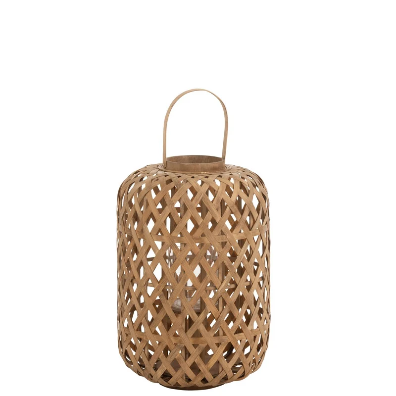 Gartenlaterne aus Rattan in Naturbraun