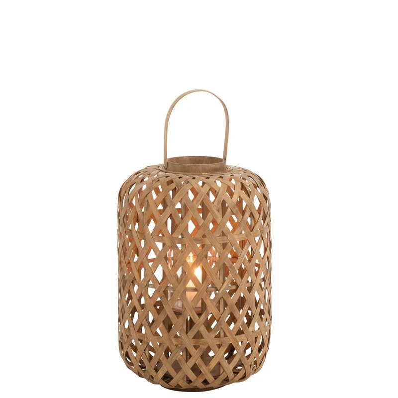 Gartenlaterne aus Rattan in Naturbraun