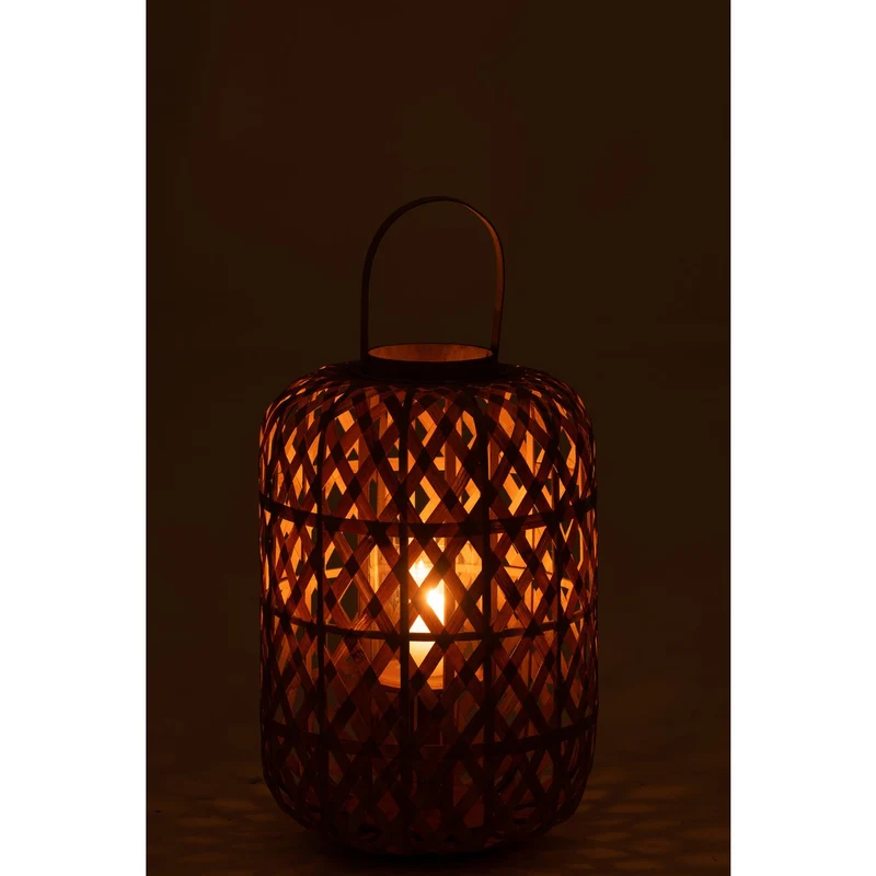 Gartenlaterne aus Rattan in Naturbraun