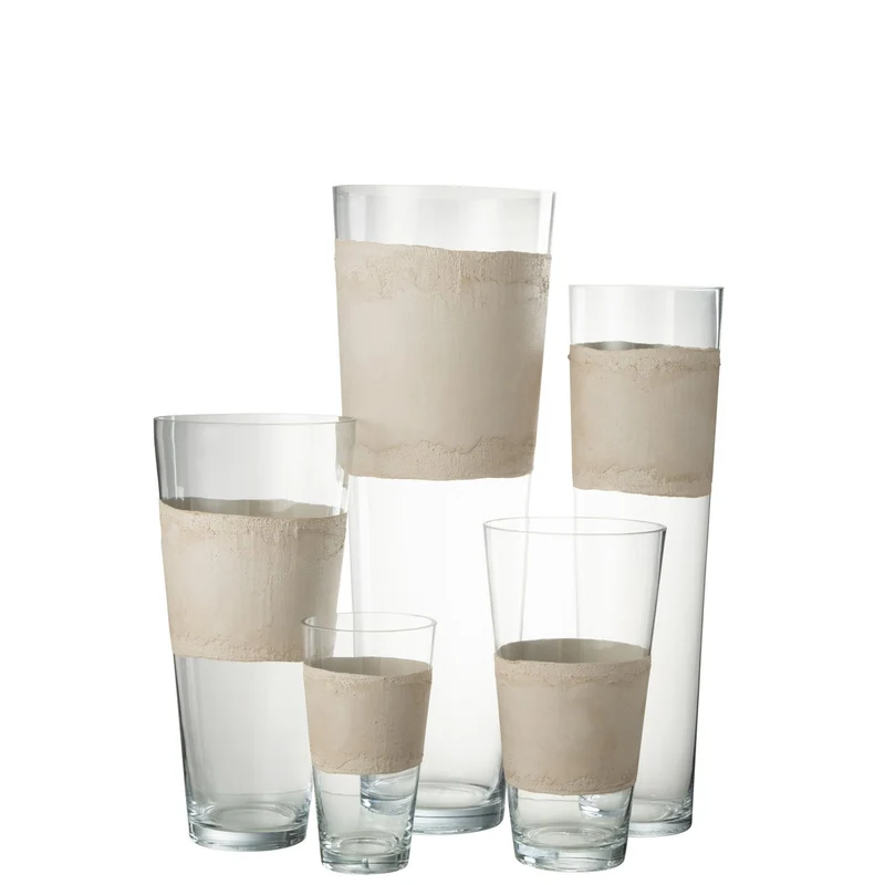 Vase Delph in Transparent/Beige, extra groß