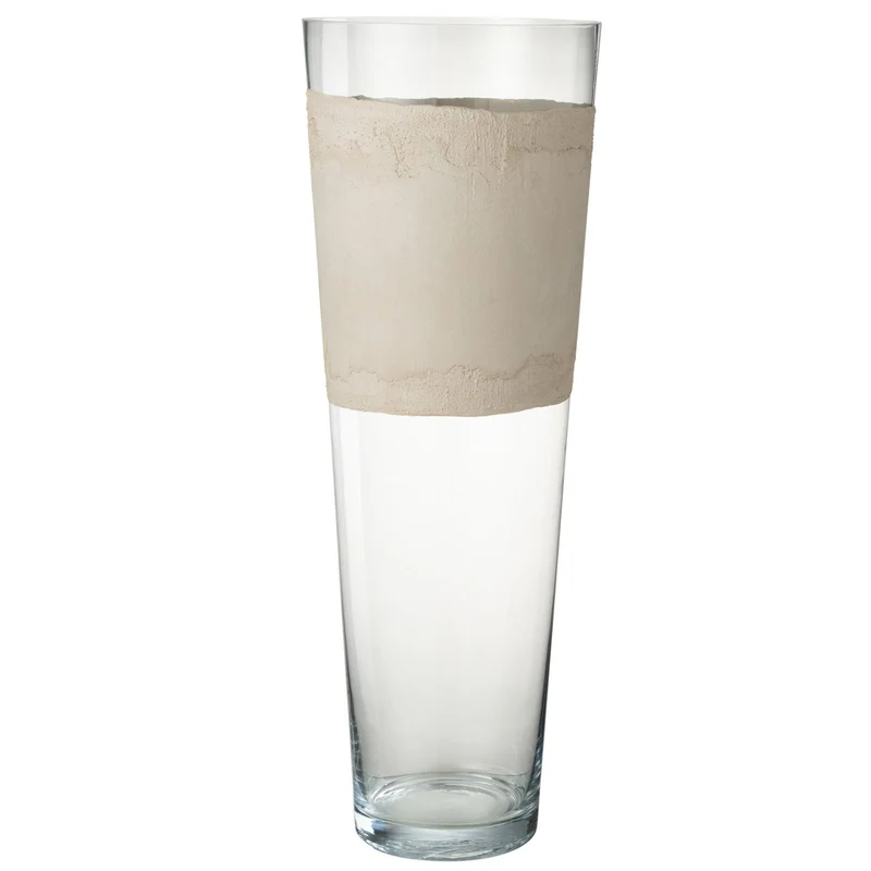 Vase Delph in Transparent/Beige, extra groß