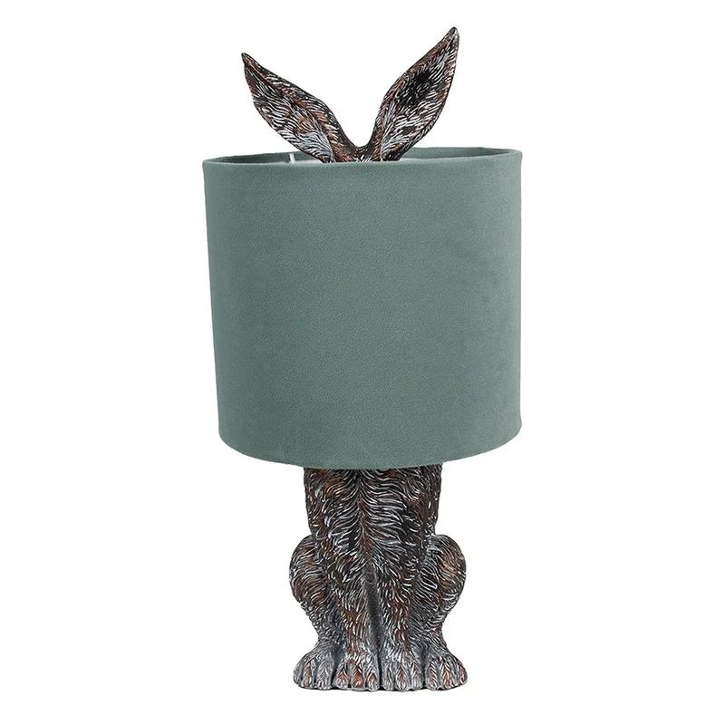 Tischlampe Rabbit aus Polyresin, Braun-Grün, Ø 20 x 43 cm