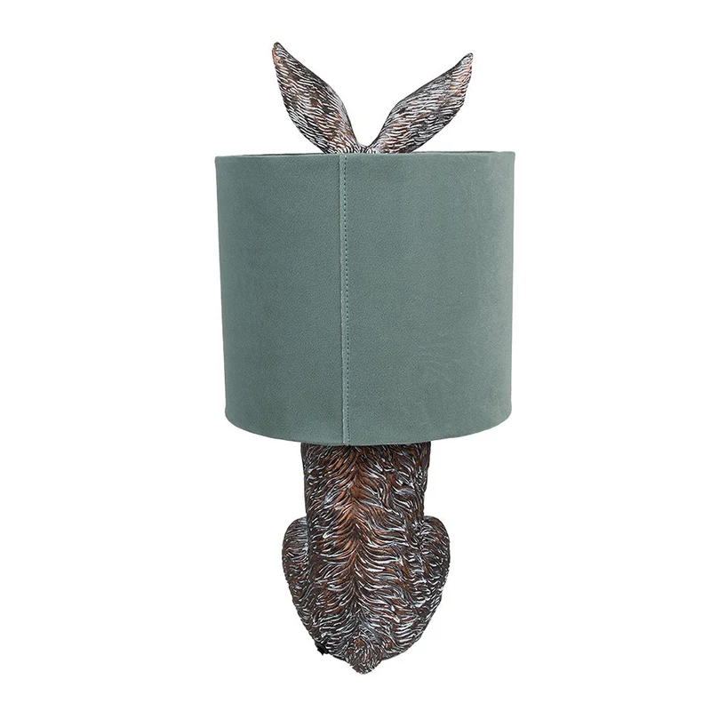 Tischlampe Rabbit aus Polyresin, Braun-Grün, Ø 20 x 43 cm