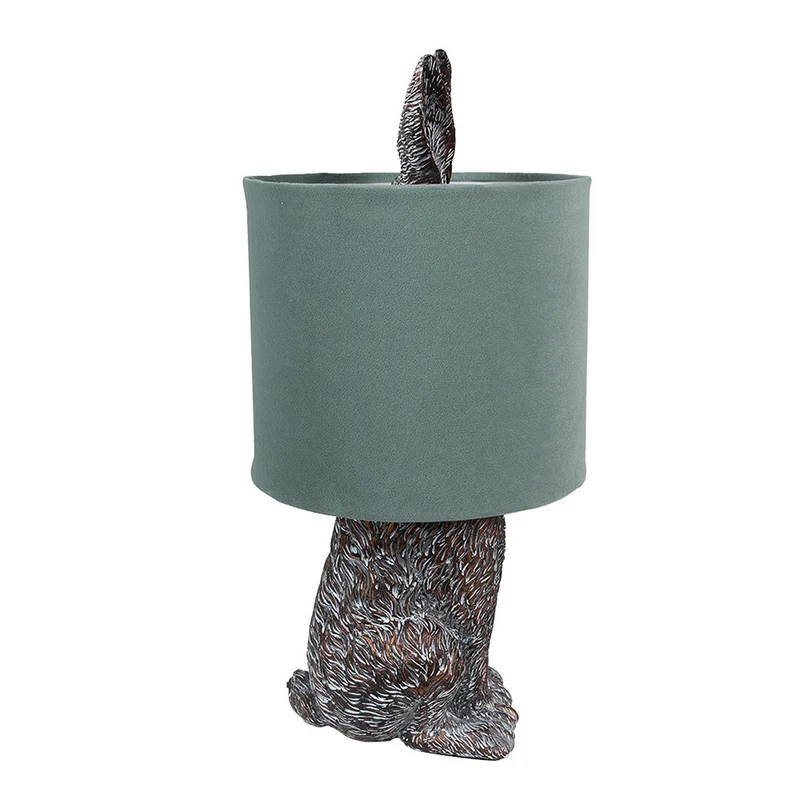 Tischlampe Rabbit aus Polyresin, Braun-Grün, Ø 20 x 43 cm