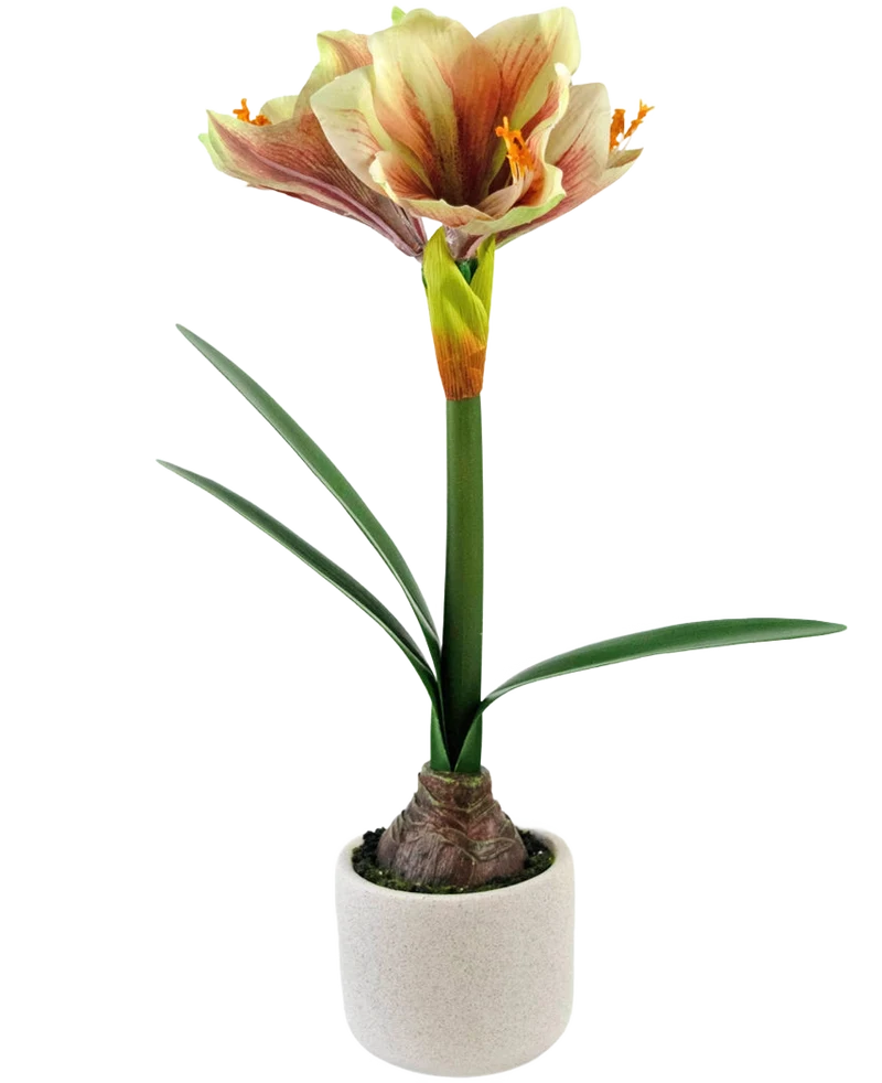 Künstliche Blume Amaryllis Rot/Gelb 48 cm