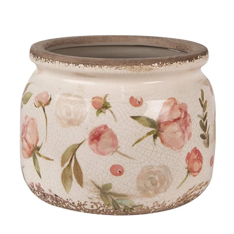 Blumentopf im Landhausstil in Beige-Pink