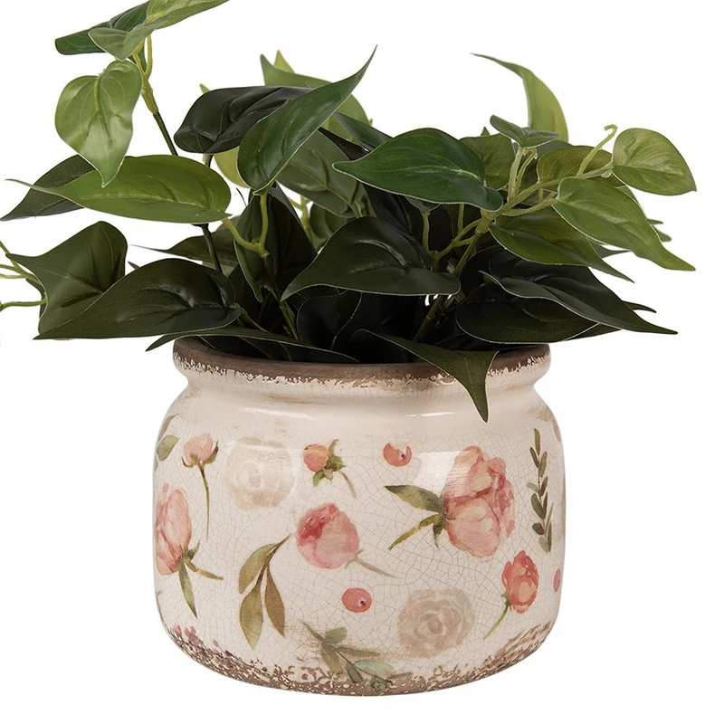 Blumentopf im Landhausstil in Beige-Pink