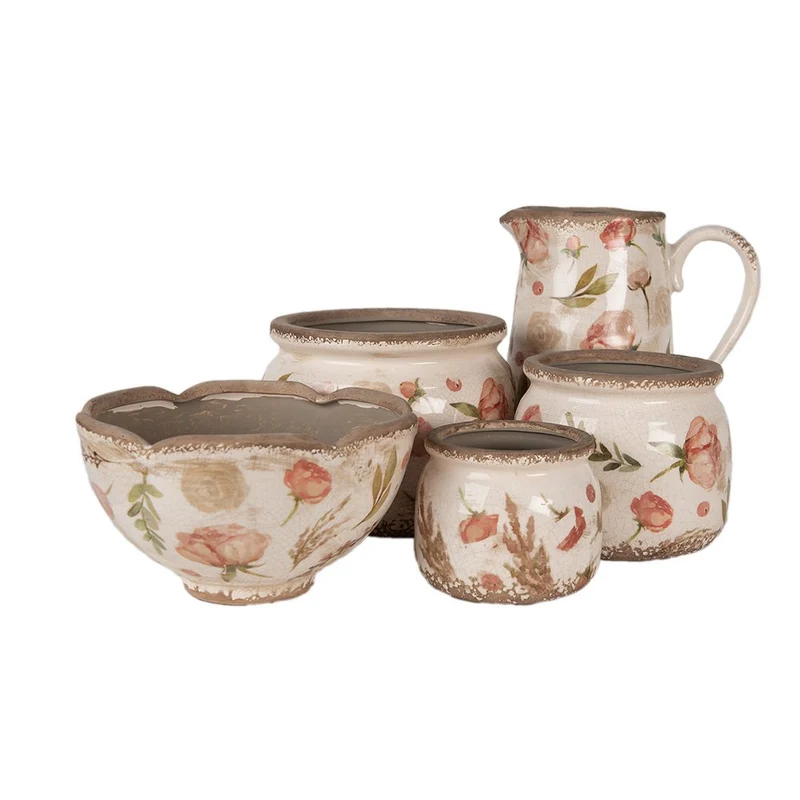 Blumentopf im Landhausstil in Beige-Pink